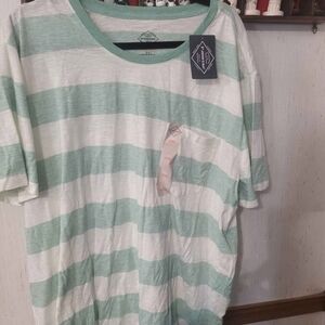St. John's Bay Mint Green and White Striped Tee